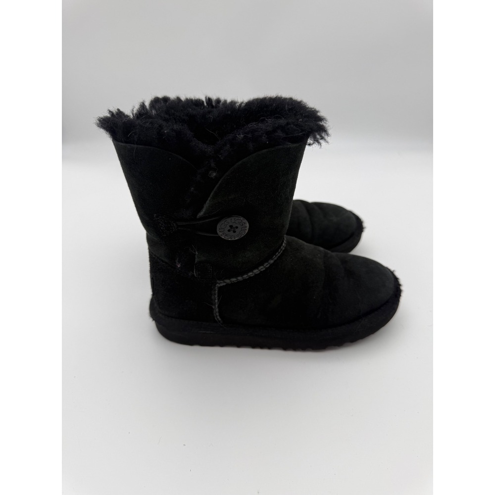 UGG Kids Bailey Button II Black Suede Sheepskin Boots Size 13 1017400K